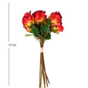 Yapay Çiçek Gül 6'lı Demet Kırmızı 37 Cm.
