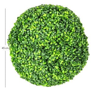 Yapay Yonca Şimşir Top - Dış Mekan Uyumlu, UV Korumalı, 2 Adet Yarım Top, 45 cm