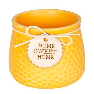 Seramik Saksı Home Sweet Home Aksesuarlı Sarı 10,5x8 Cm.