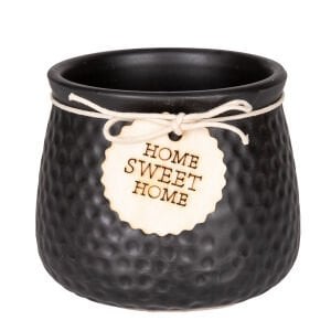 Seramik Saksı Home Sweet Home Aksesuarlı Siyah 10,5x8 Cm.