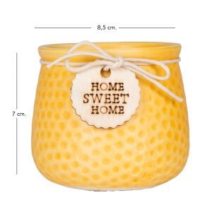 Seramik Saksı Home Sweet Home Aksesuarlı Sarı 8,5x7 Cm.