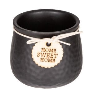 Seramik Saksı Home Sweet Home Aksesuarlı Siyah 8,5x7 Cm.