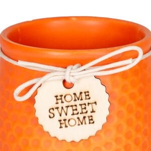 Seramik Saksı Home Sweet Home Aksesuarlı Turuncu 8,5x7 Cm.