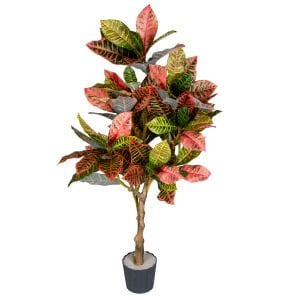 Yapay Croton Ağacı Gerçek Dokulu Kızıl-Yeşil 117 Cm.