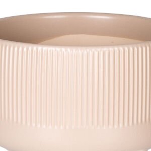 Seramik Saksı Dikey Kabartma Çizgili Krem 21x12 Cm.