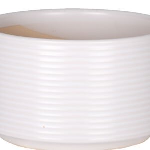 Seramik Saksı Yatay Kabartma Çizgili Beyaz 16x9,5 Cm.
