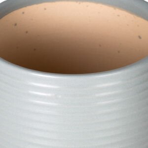 Seramik Saksı Ayaklı Yatay Kabartma Çizgili Pudra Mavi 13x11,5 Cm.