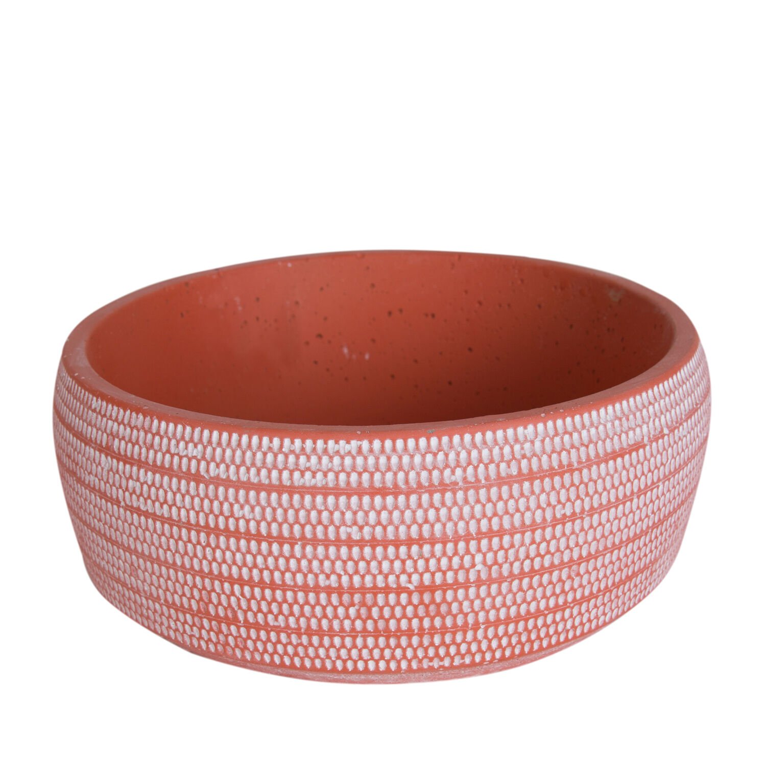 Beton Saksı, Aranjman, Damla Şerit Desen, Kiremit Renk - 23x10 cm