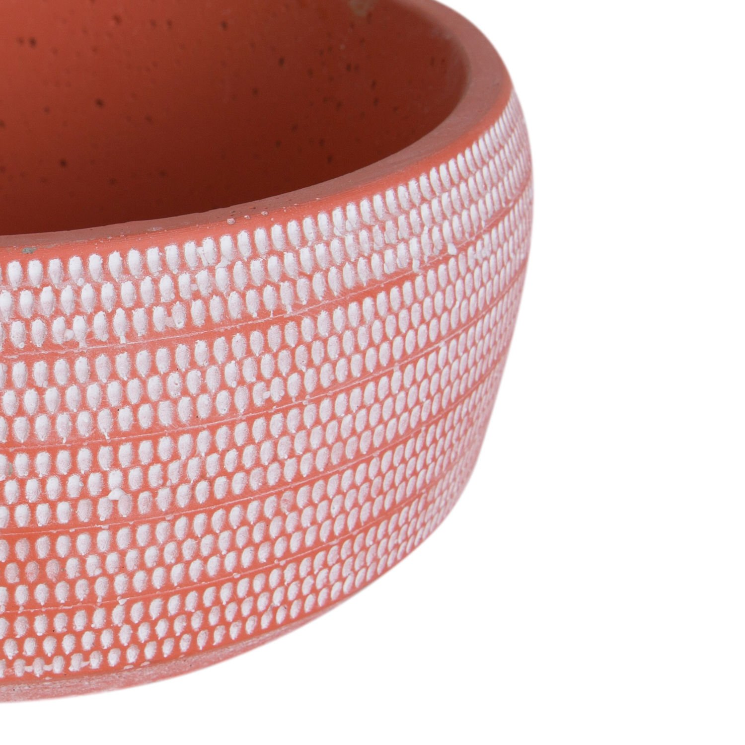 Beton Saksı, Aranjman, Damla Şerit Desen, Kiremit Renk - 23x10 cm