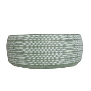 Damla Şerit Desen Aranjman Beton Saksı Yeşil 23 x 10 Cm.