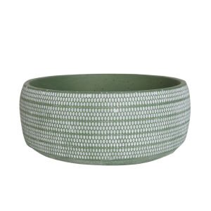 Damla Şerit Desen Aranjman Beton Saksı Yeşil 23 x 10 Cm.