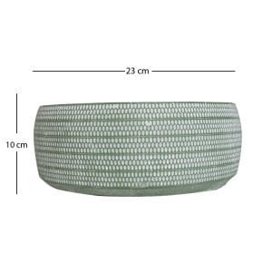 Damla Şerit Desen Aranjman Beton Saksı Yeşil 23 x 10 Cm.