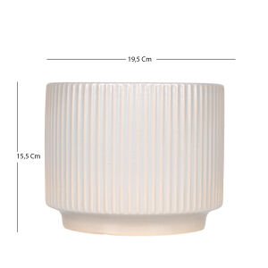 Seramik Saksı Dikey Kabartma Çizgili Gri 19,5x15,5 Cm.