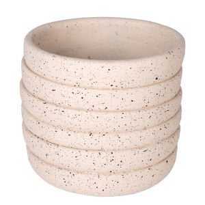 Beton Saksı Yatay Kabartma Çizgili Krem 12x10 Cm.