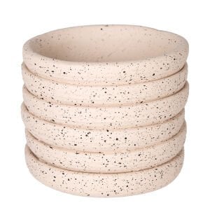 Beton Saksı Yatay Kabartma Çizgili Krem 10x8 Cm.