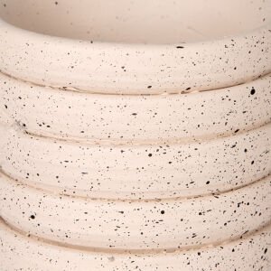 Beton Saksı Yatay Kabartma Çizgili Krem 7,5x7 Cm.