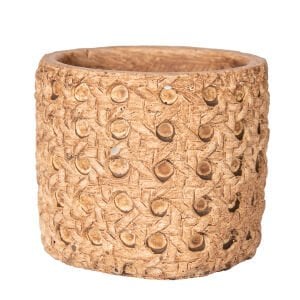 Beton Saksı Hasır Desenli Kahverengi 8x7 Cm.