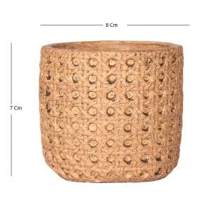 Beton Saksı Hasır Desenli Kahverengi 8x7 Cm.