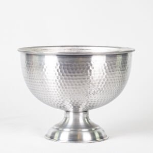 Ayaklı Metal Saksı Gümüş 26x20x26 Cm.
