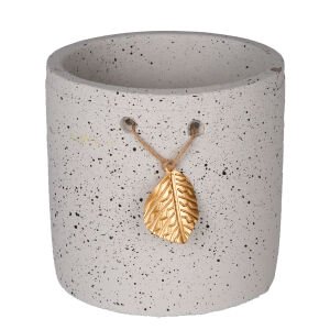Seramik Saksı Gold Yaprak Aksesuarlı Beyaz 10,5x10,2 Cm.