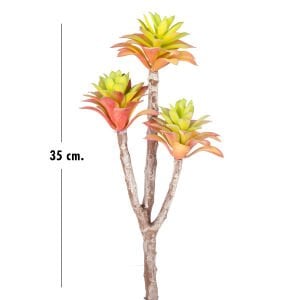 Yapay Kaktüs Sukulent Kırmızı/Yeşil 35 Cm