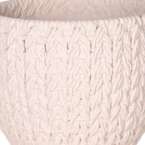 Beton Saksı Örgü Desenli Krem 14x13 Cm.