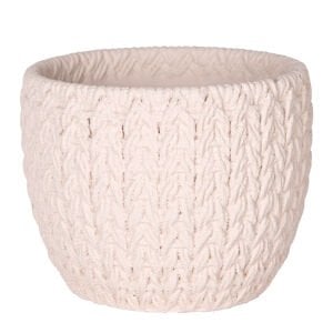 Beton Saksı Örgü Desenli Krem 12x10,5 Cm.