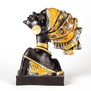Yandan Bakan Otantik Afrikalı Kız Biblo Turuncu 23x29x9,5 Cm.