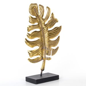 Metal Yaprak Mumluk Fener 30x12x55 Cm