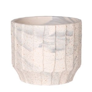 Seramik Saksı Gri Desenli Bej-Gri 12x10 Cm.