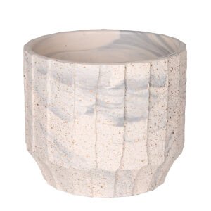 Seramik Saksı Gri Desenli Bej-Gri 12x10 Cm.