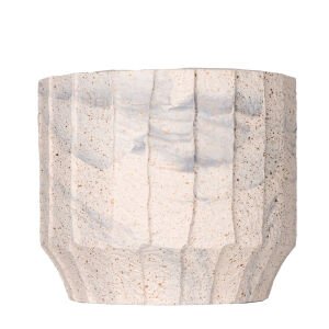 Seramik Saksı Gri Desenli Bej-Gri 12x10 Cm.