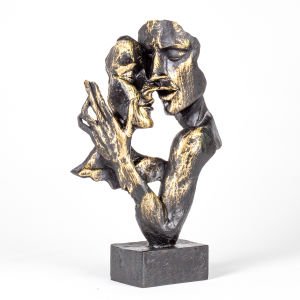 Eli Yanağında Genç Sevgililer Mask Biblo Siyah 18x32x7,5 Cm.