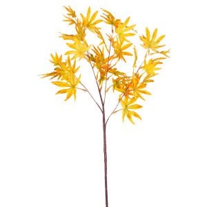 Yapay Bitki, Çatallı Akçaağaç Dalı, Sarı-Turuncu - 80 cm