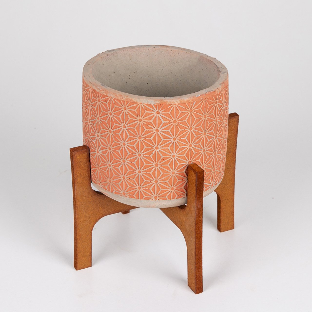 Veramaya Stand Ayaklı Yıldız Desen Kiremit Renk Beton Saksı14x20,5 Cm