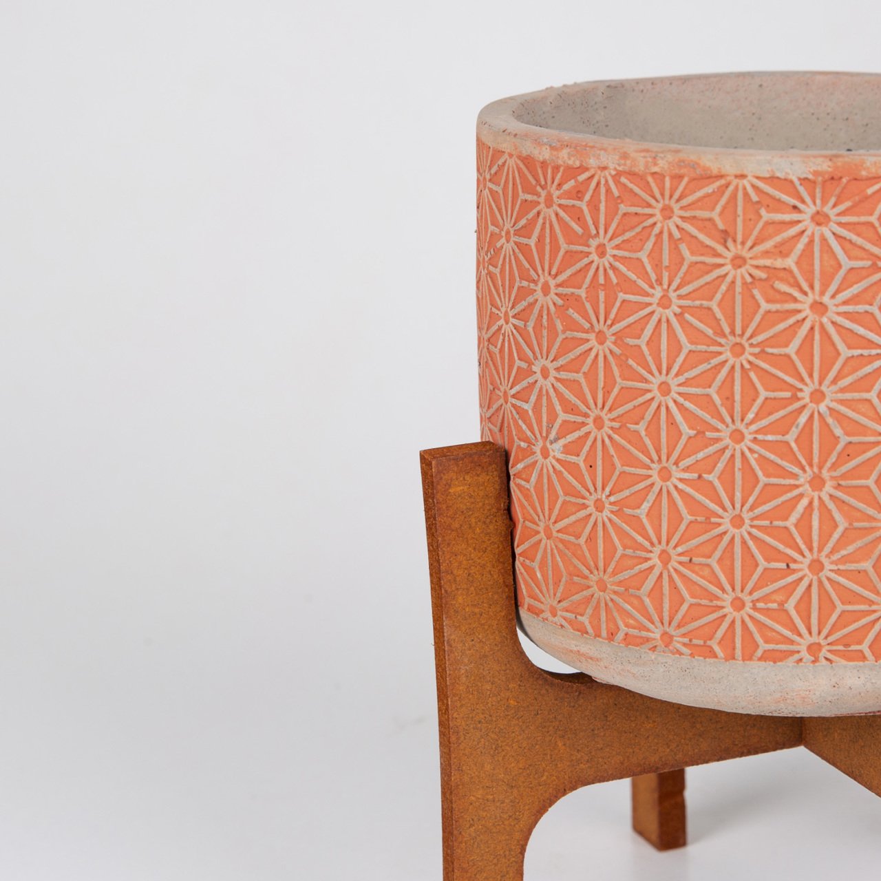 Veramaya Stand Ayaklı Yıldız Desen Kiremit Renk Beton Saksı14x20,5 Cm