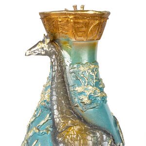 Zürafa Temalı Otantik Vazo Turkuaz 24x41x22 Cm.