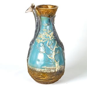 Zürafa Temalı Otantik Vazo Turkuaz 24x41x22 Cm.