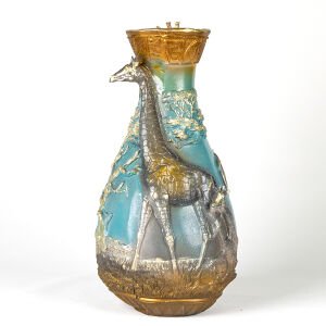 Zürafa Temalı Otantik Vazo Turkuaz 24x41x22 Cm.