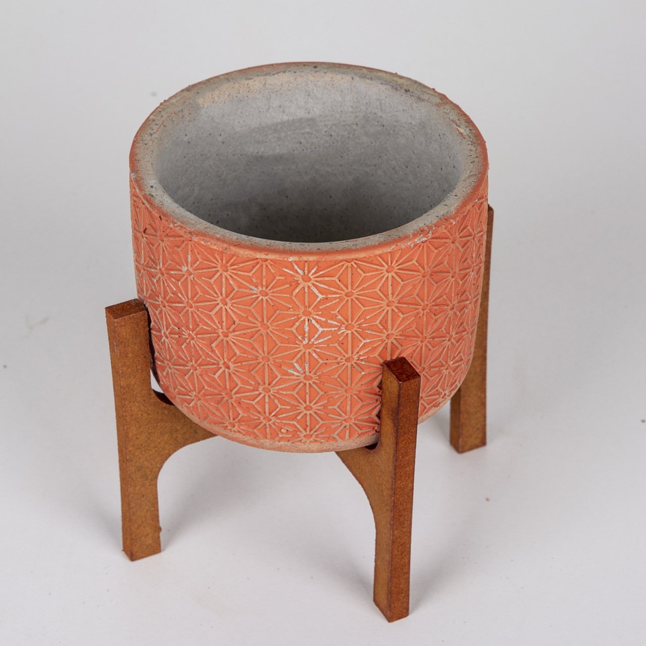 Veramaya Stand Ayaklı Yıldız Desen Kiremit Renk Beton Saksı 12x15,5 Cm