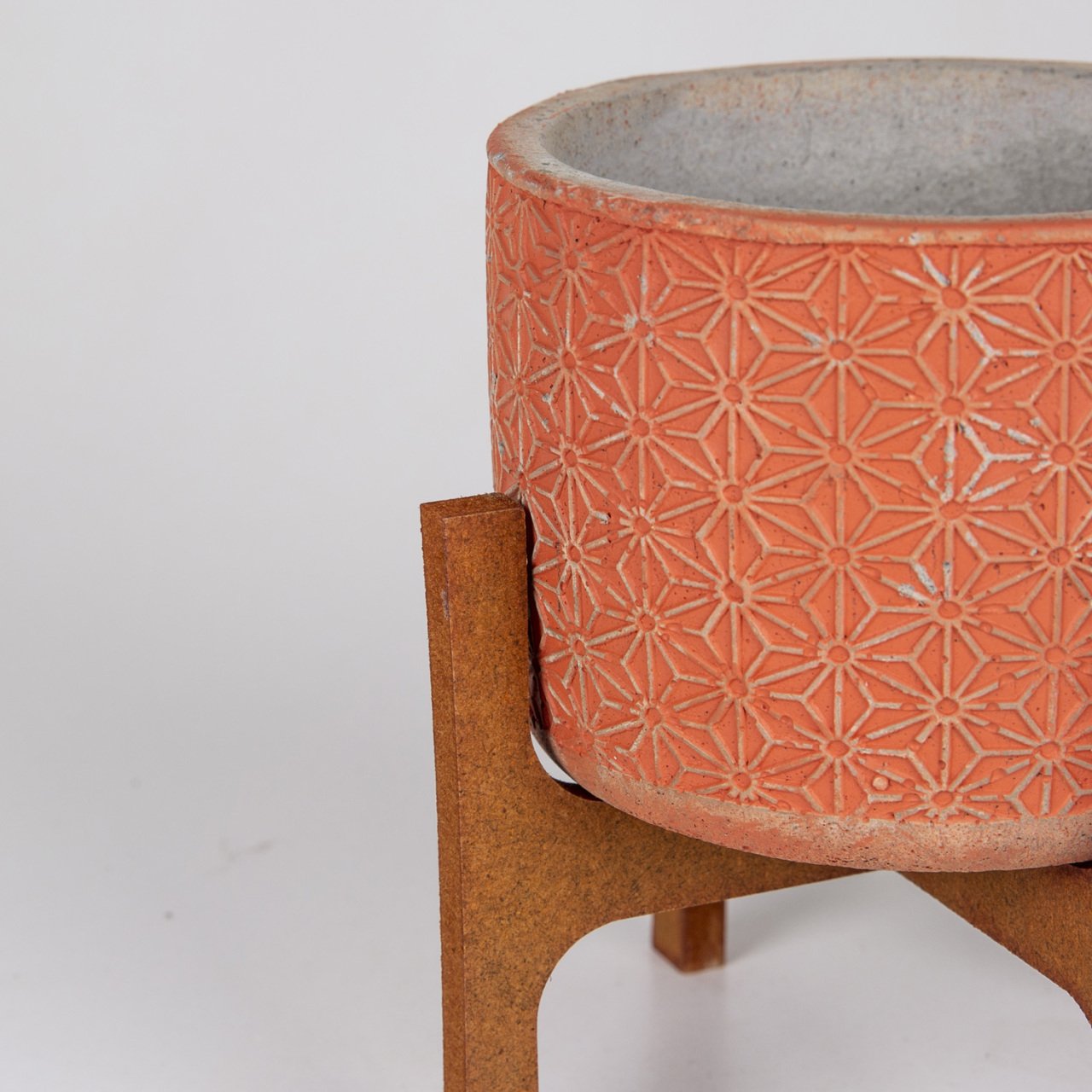 Veramaya Stand Ayaklı Yıldız Desen Kiremit Renk Beton Saksı 12x15,5 Cm