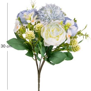Yapay Çiçek Şakayık Buket 6 Dal Mavi-Beyaz 30 Cm.