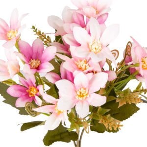 Yapay Çiçek Lilyum-Zambak Demeti Pembe-Beyaz 30 Cm.