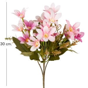 Yapay Çiçek Lilyum-Zambak Demeti Pembe-Beyaz 30 Cm.