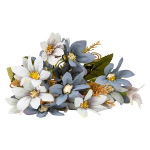 Yapay Çiçek Lilyum-Zambak Demeti Mavi-Beyaz 30 Cm.