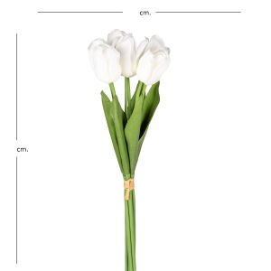 Yapay Çiçek Lale Islak Dokulu Beyaz 44 Cm.