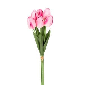 Yapay Çiçek, Lale, Islak Dokulu, Pembe - 44 cm