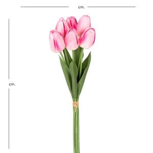 Yapay Çiçek, Lale, Islak Dokulu, Pembe - 44 cm