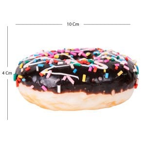 Yapay Donut Çikolata Üstü Renkli Granül Şekerli Siyah 10x4 Cm.