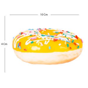 Yapay Donut Muzlu Üstü Renkli Granül Şekerli Sarı 10x4 Cm.